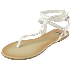 Alpine Swiss Womens Gladiator Sandals Braided T-Strap Slingback Roman Flats